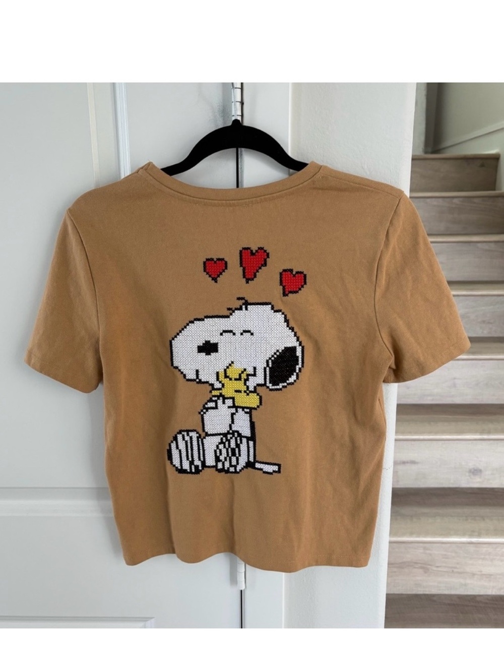Zara Tan Snoopy Woodstock Graphic Short Sleeve Tee Size S - Picture 6 of 8
